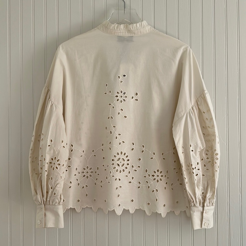 Sea New York Fern Eyelet Long-Sleeve Shirt NWT - Picture 2 of 9
